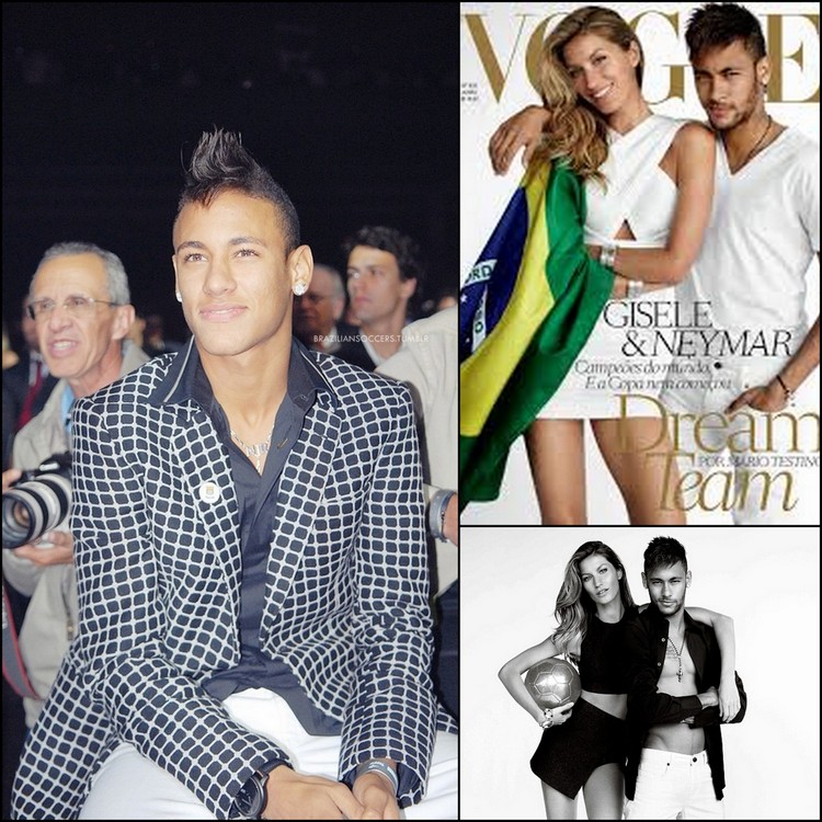 Neymar da Silva Santos, Jr. images courtesy of braziliansoccers.tumblr.com, vogue.globo.com and dailymail.co.uk, respectively