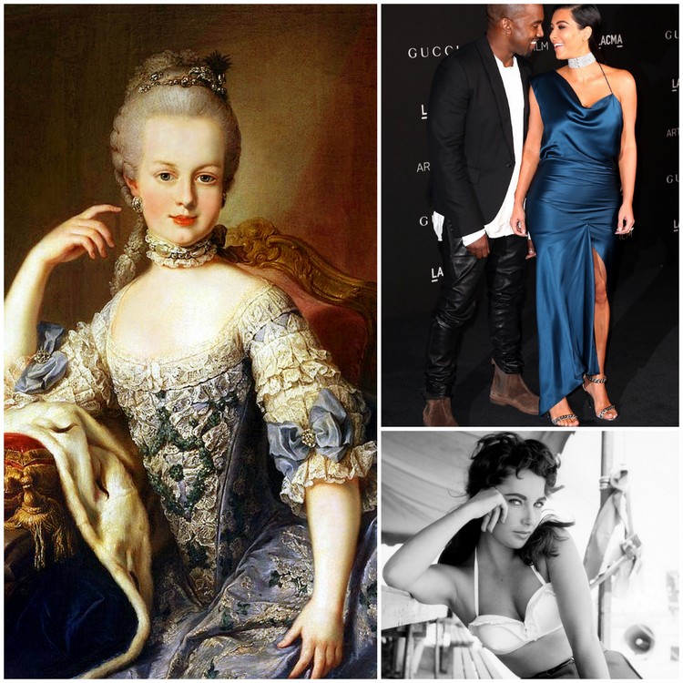 Marie Antoinette, Kim Kardashian, and Elizabeth Taylor